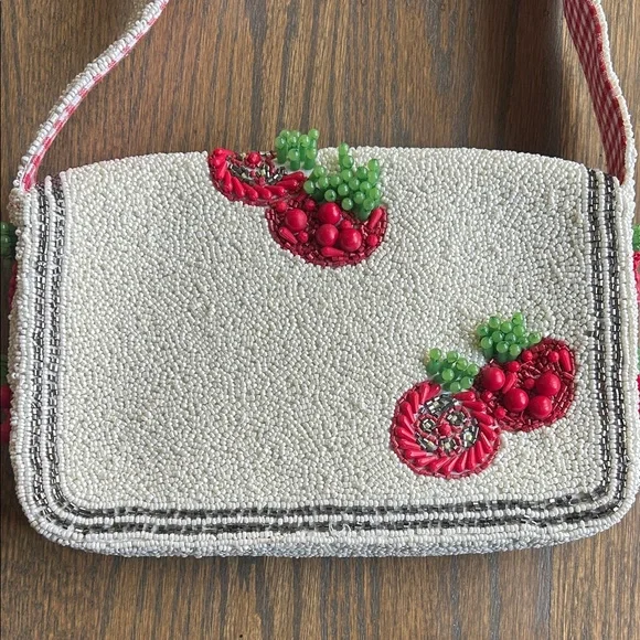 NEW Beaded Tomato Shoulder Bag with gingham fabric Viral TikTok - Picture 8 of 13